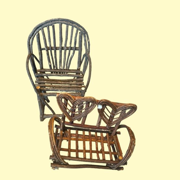 VINTAGE HANDMADE TWIG CHAIRS (3 AVAIL) & COUCHES (2 AVAIL) - Picture 6 of 11